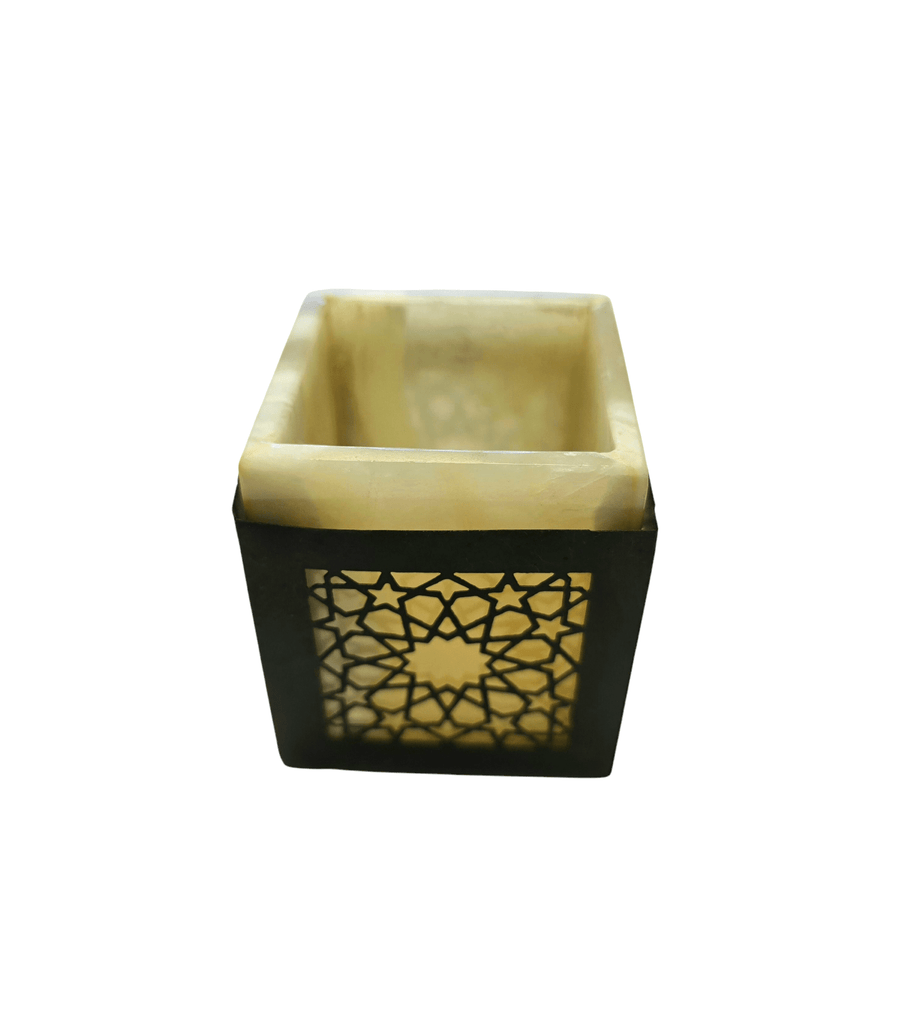 Beige Square Alabaster Candle Holder MINU Jewels