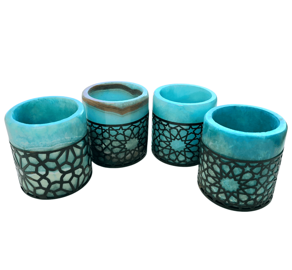 Blue Alabaster Candle Holders - MINU Jewels