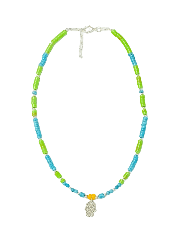 Green Blue Hamsa Necklace - MINU Jewels