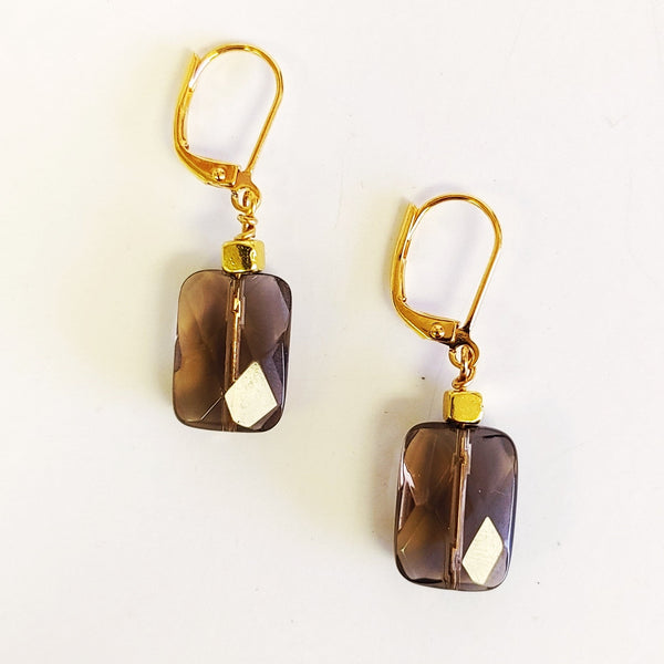 Faceted Smokey Quartz Earrings - MINU Jewels